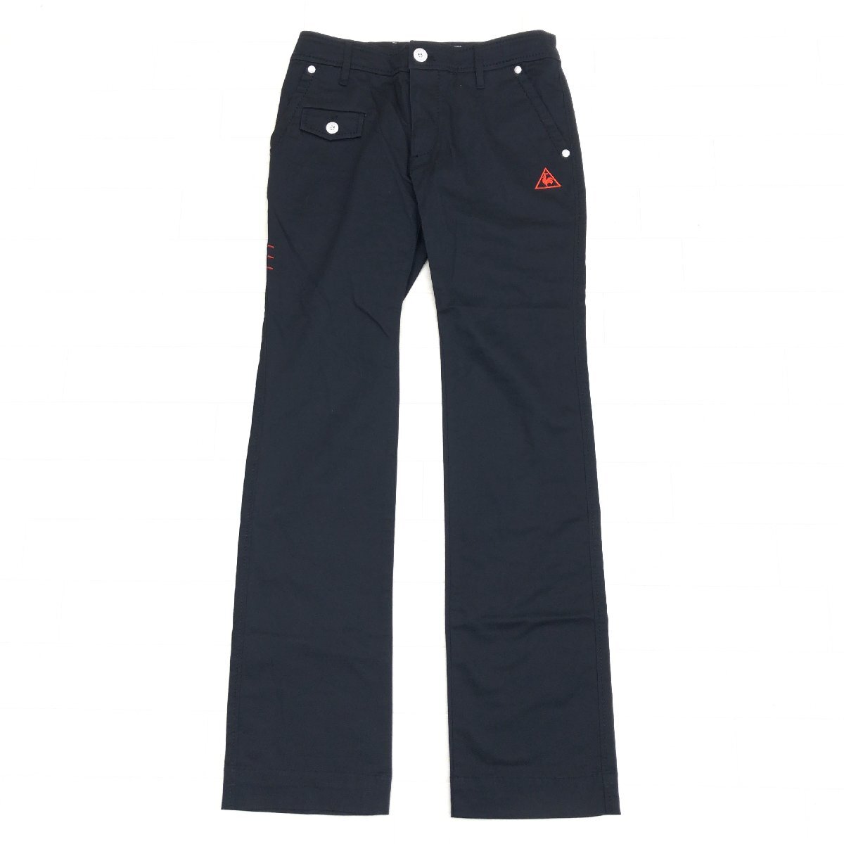 美品 le coq sportif GOLF ルコックゴルフ ストレッチ コットン ゴルフパンツ 9(M) 黒 ブラック スラックス ゴルフウェア レディース 婦人_画像1