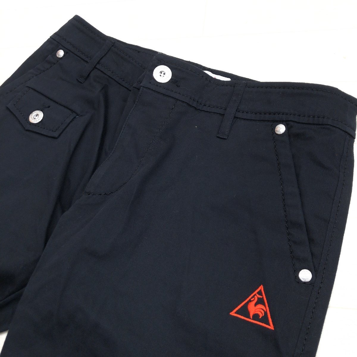 美品 le coq sportif GOLF ルコックゴルフ ストレッチ コットン ゴルフパンツ 9(M) 黒 ブラック スラックス ゴルフウェア レディース 婦人_画像7