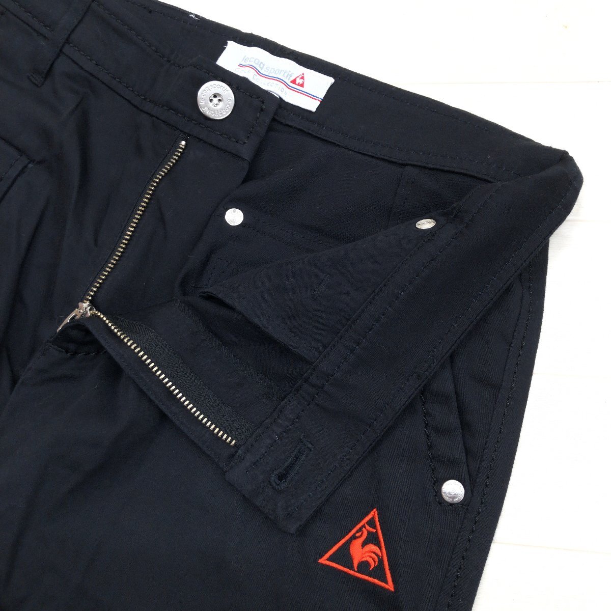 美品 le coq sportif GOLF ルコックゴルフ ストレッチ コットン ゴルフパンツ 9(M) 黒 ブラック スラックス ゴルフウェア レディース 婦人_画像8