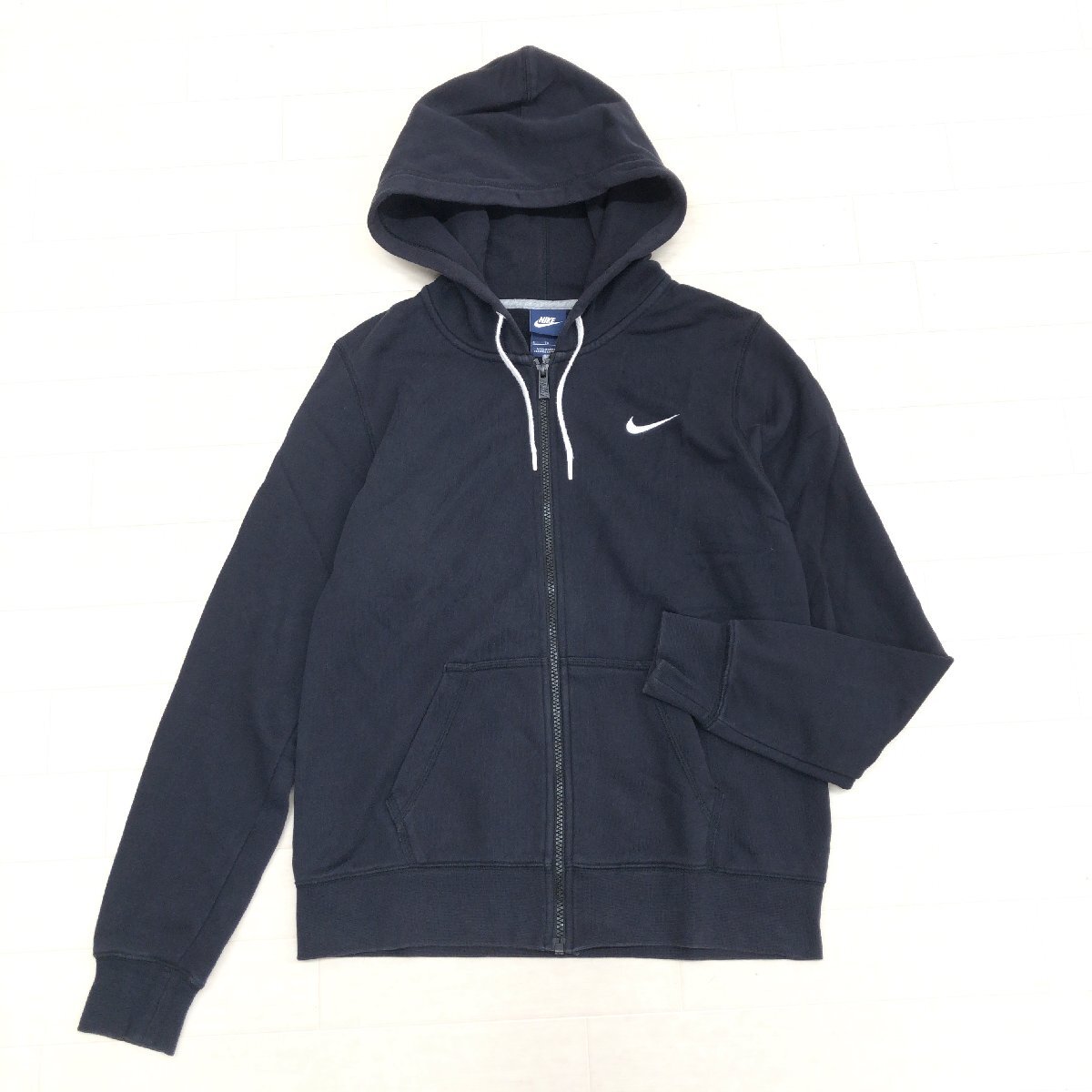 ●NIKE ナイキ ポイントロゴ刺繍 ジップアップ スウェット パーカー XL 黒 ブラック ジャケット 羽織り LL 2L ゆったり 大きい レディース_画像1