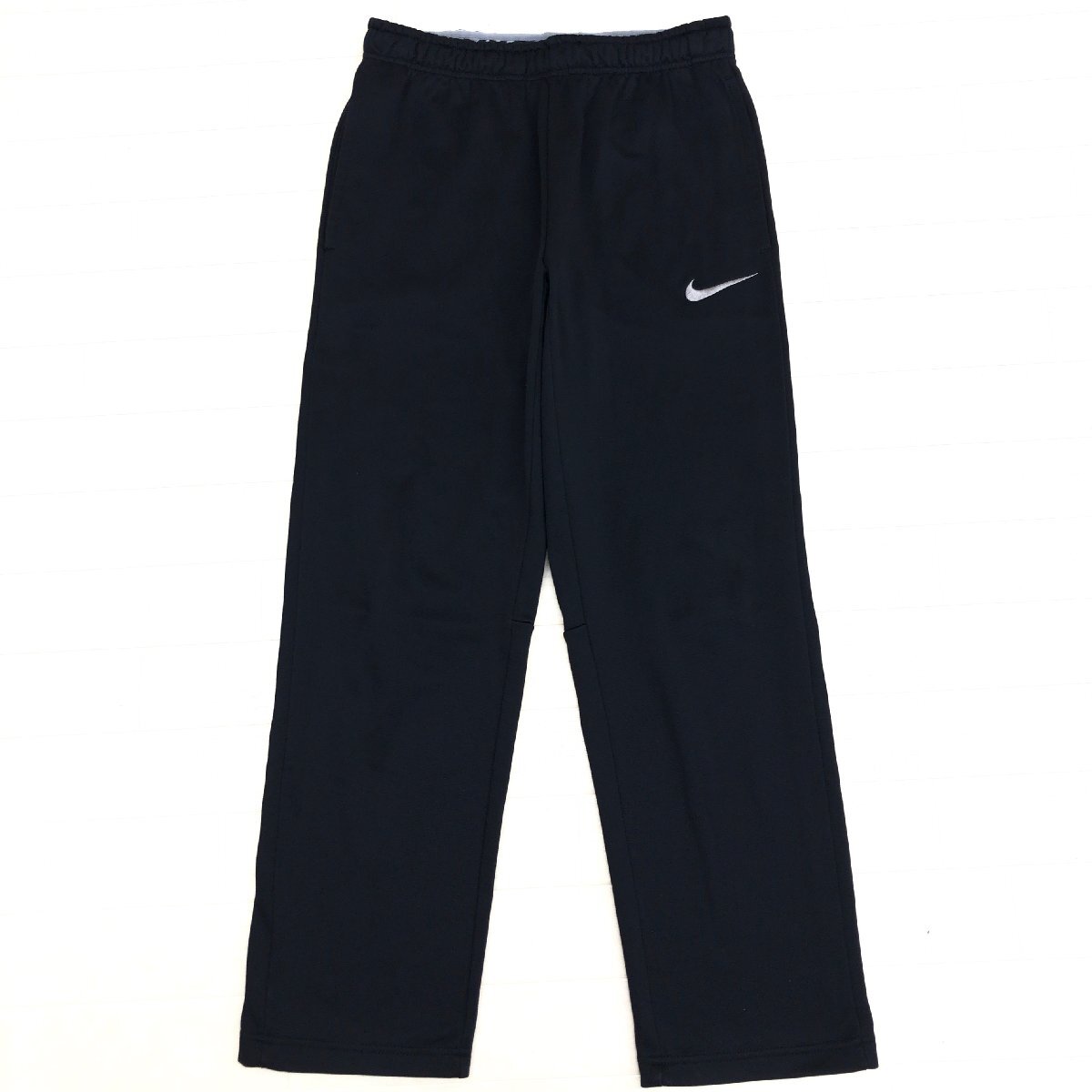 ●NIKE ナイキ THERMA-FIT ロゴ刺繍 裏起毛 ジャージ トレーニングパンツ M 黒 ブラック トラックパンツ ウォームアップ スポーツ メンズ_画像1