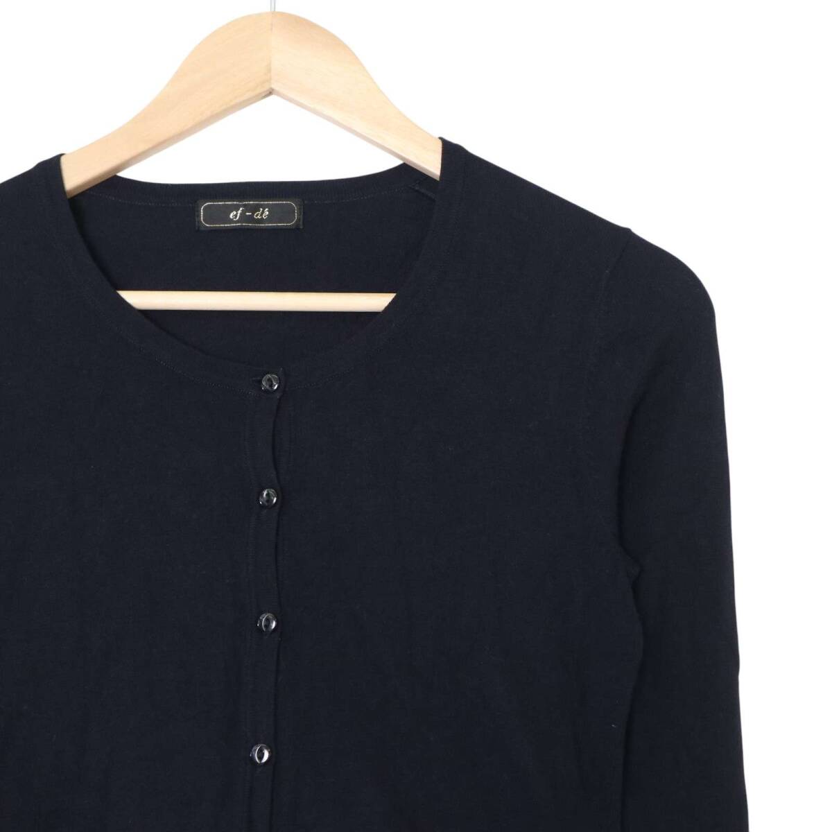 ef-de エフデ 通年★ ニット カーディガン Sz.9 レディース 紺 ネイビー_画像2