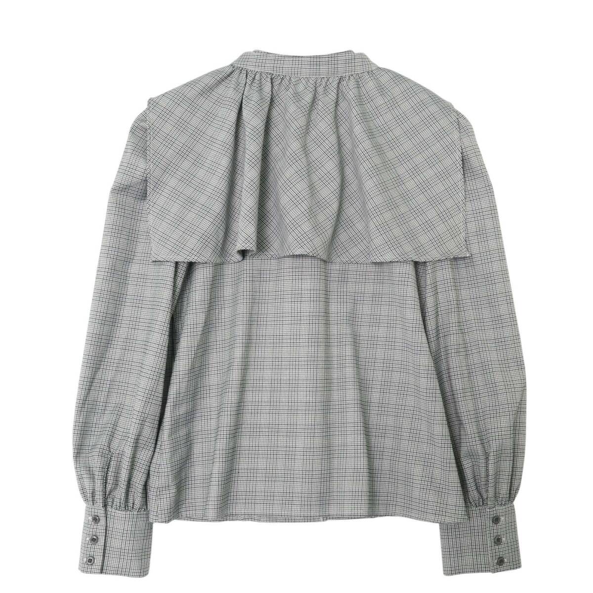 dazzlin ダズリン 通年★ フレアカラー 長袖 チェック ブラウス シャツ Sz.F レディース グレー_画像5