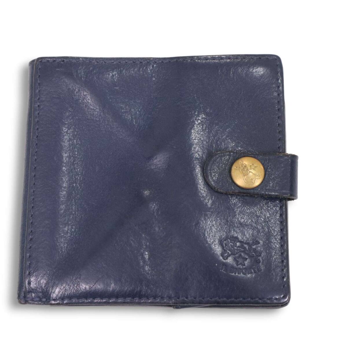 IL BISONTE イルビゾンテ レザー コンパクト 二つ折り財布 ウォレット ウォレット Sz.F メンズ ネイビー_画像2