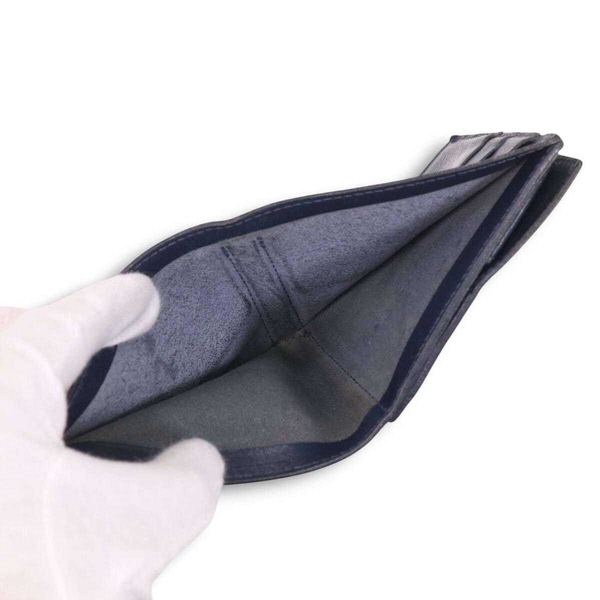 IL BISONTE イルビゾンテ レザー コンパクト 二つ折り財布 ウォレット ウォレット Sz.F メンズ ネイビー_画像8