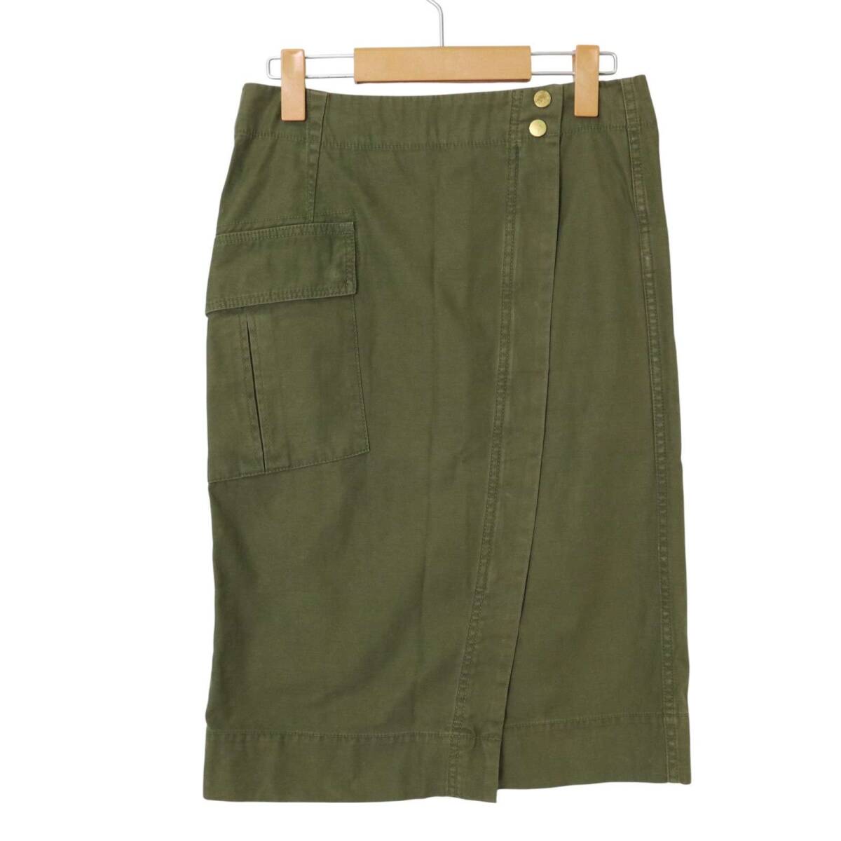 MACPHEE マカフィー 通年★ ミリタリー カーゴ ラップ風 タイト スカート Sz.34 レディース 緑カーキ_画像1