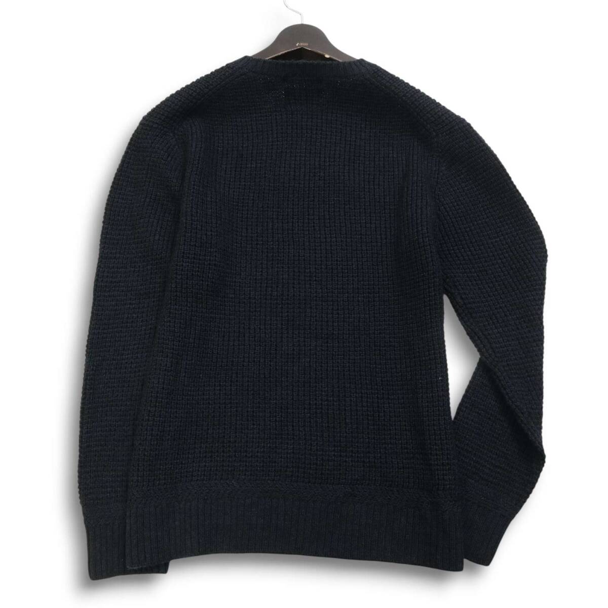 NICOLE Selection ニコル セレクション TRES ウール100%★ super 140's クルーネック ニット セーター Sz.48 メンズ 黒_画像4