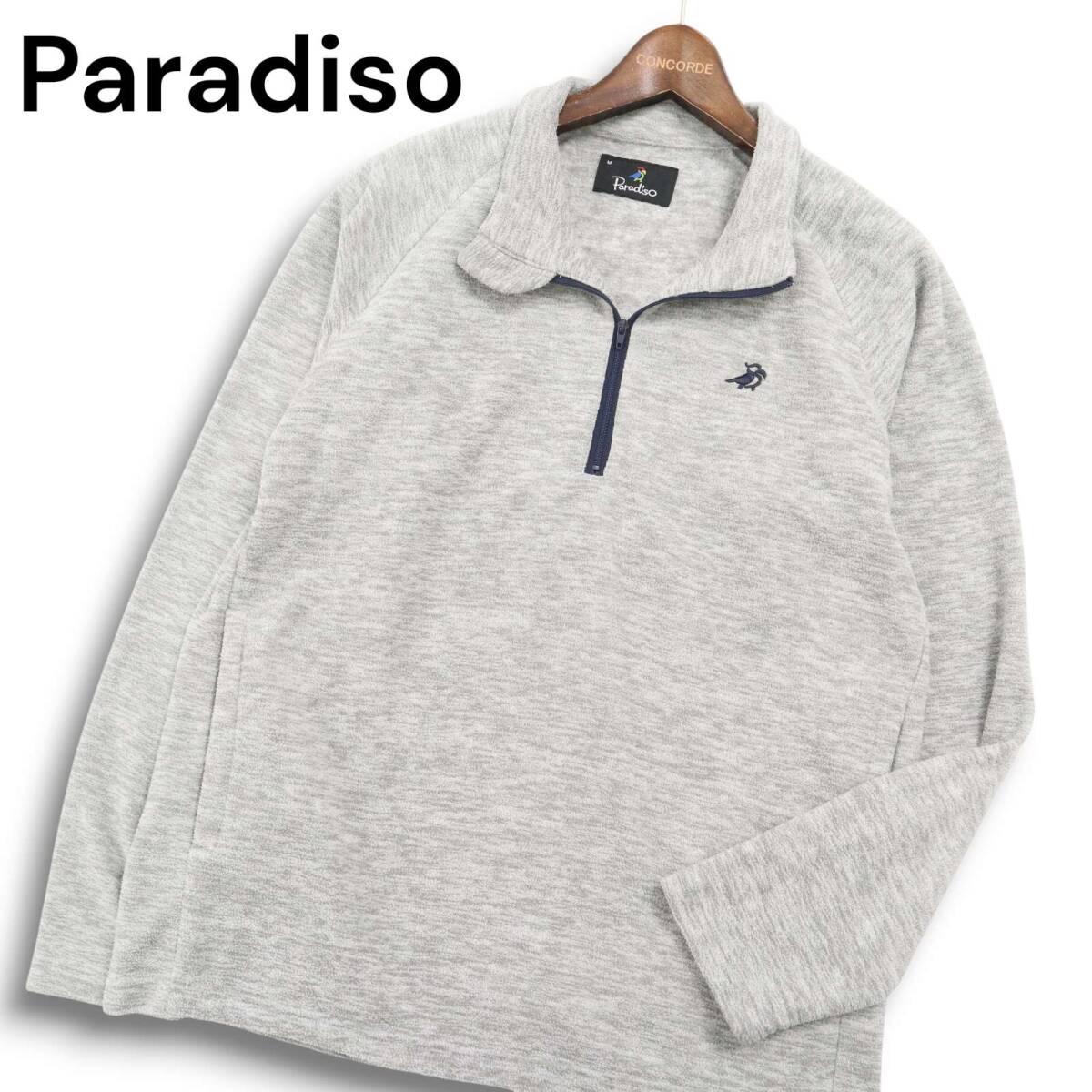 Paradiso パラディーゾ ゴルフ 秋冬 フリース★ 長袖 ハーフジップ シャツ Sz.M メンズ 灰 グレー_画像1