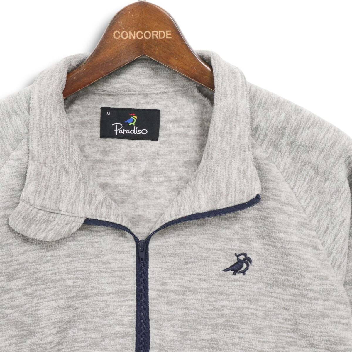 Paradiso パラディーゾ ゴルフ 秋冬 フリース★ 長袖 ハーフジップ シャツ Sz.M メンズ 灰 グレー_画像2