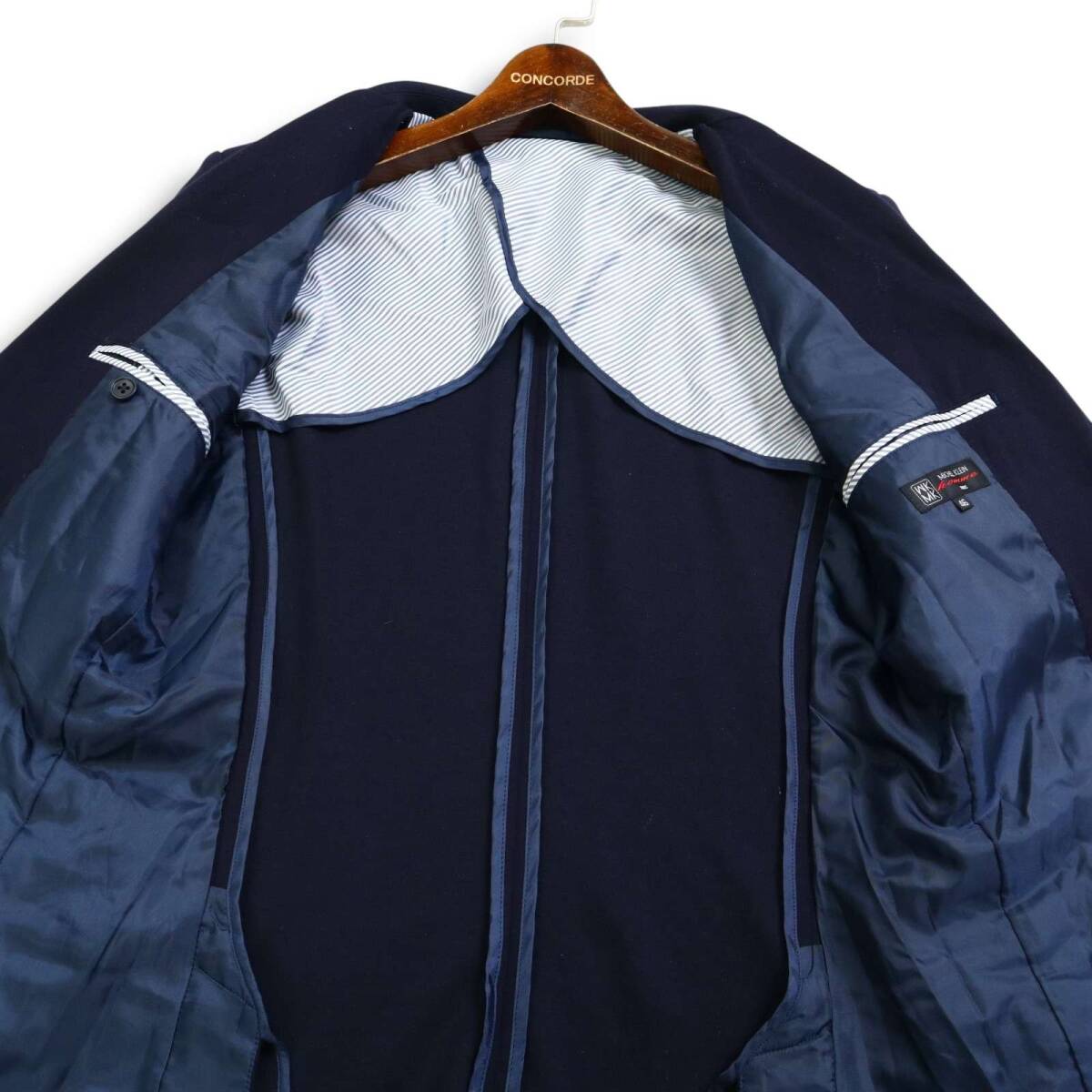 MK HOMME ミッシェルクラン オム 通年 背抜き★ スリム アンコン テーラード ジャケット Sz.46 メンズ 紺 ネイビー_画像5
