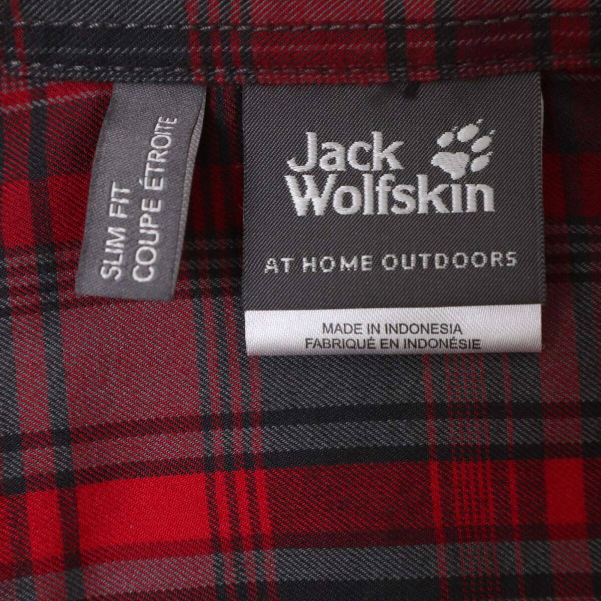 Jack Wolfskin ジャックウルフスキン 秋冬 刺繍★ SLIM FIT 長袖 チェック シャツ Sz.XL メンズ アウトドア 大きいサイズ_画像6
