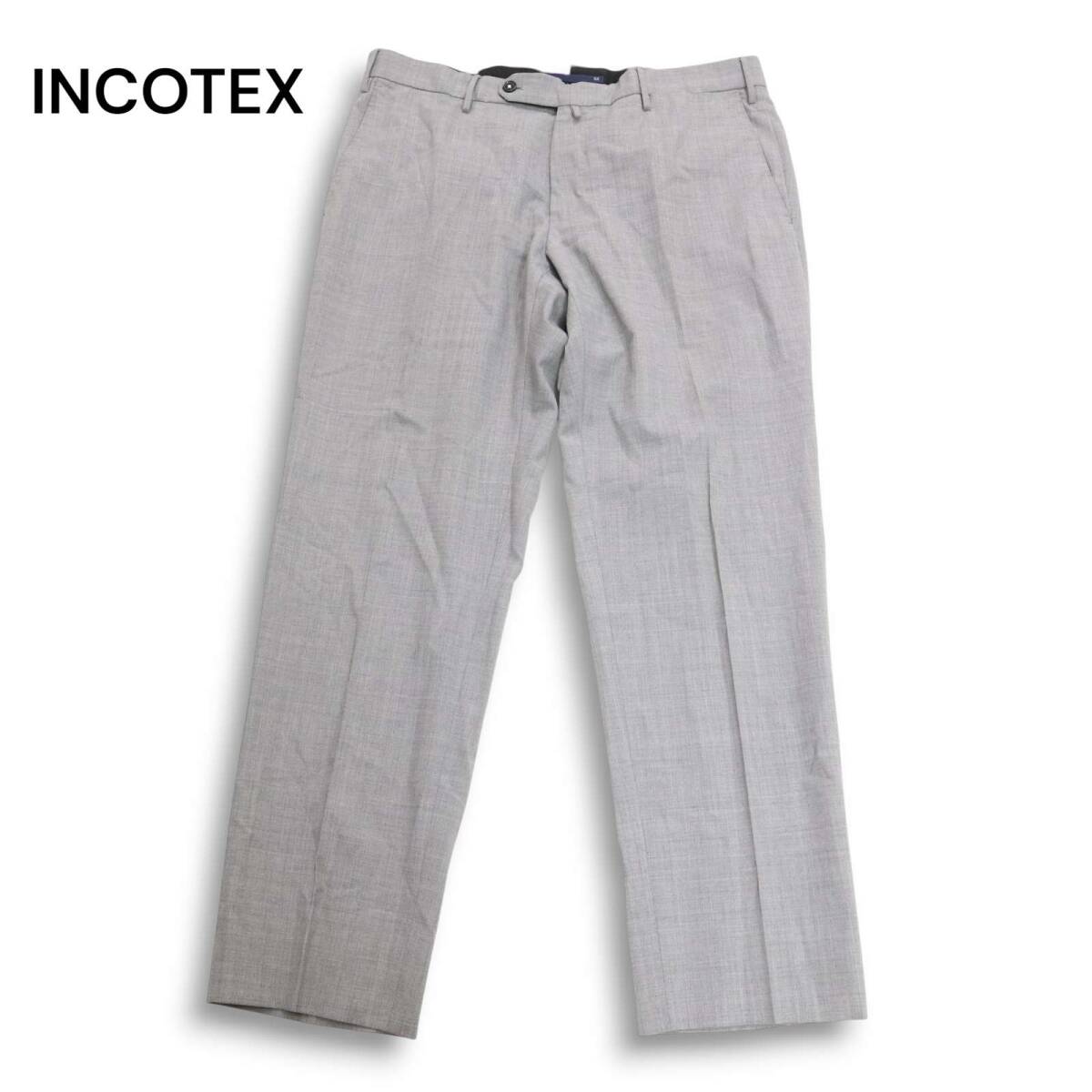 INCOTEX インコテックス 通年 SLIM fit★ ストレッチ スラックス パンツ Sz.52　メンズ グレー 大きいサイズ_画像1