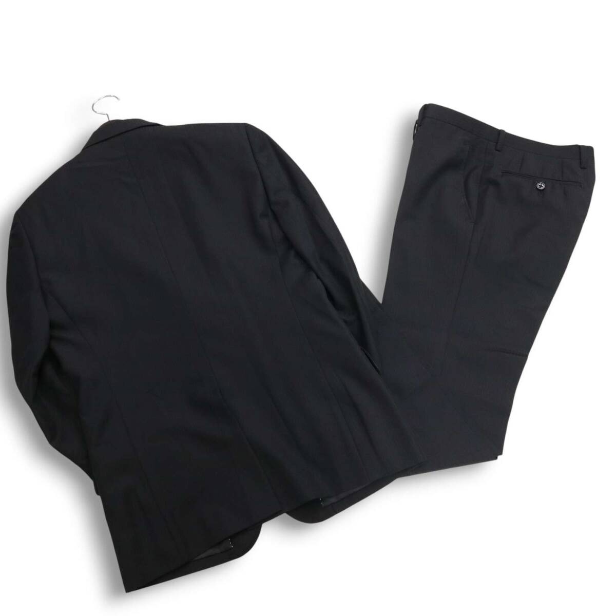 COMME CA ISM コムサイズム 通年 背抜き★ ストライプ セットアップ スーツ Sz.S　メンズ 黒 ビジネス_画像2