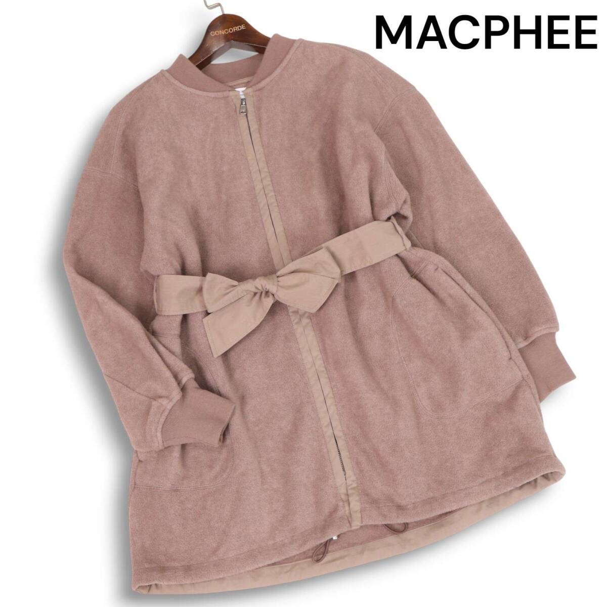 MACPHEE マカフィー 秋冬 リボン♪ フリース ロング ブルゾン ジャケット Sz.36 レディース_画像1