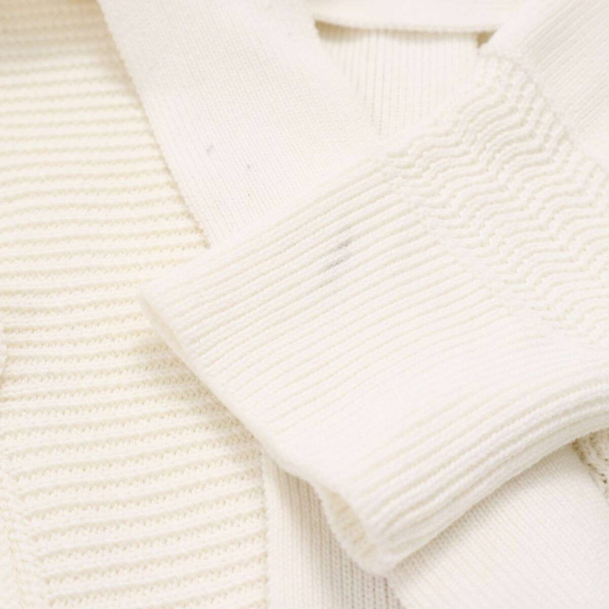 未使用★ EDIFICE エディフィス 通年★ ミドルゲージ コットン ニット ガウン カーディガン 羽織り Sz.44 メンズ 白_画像3