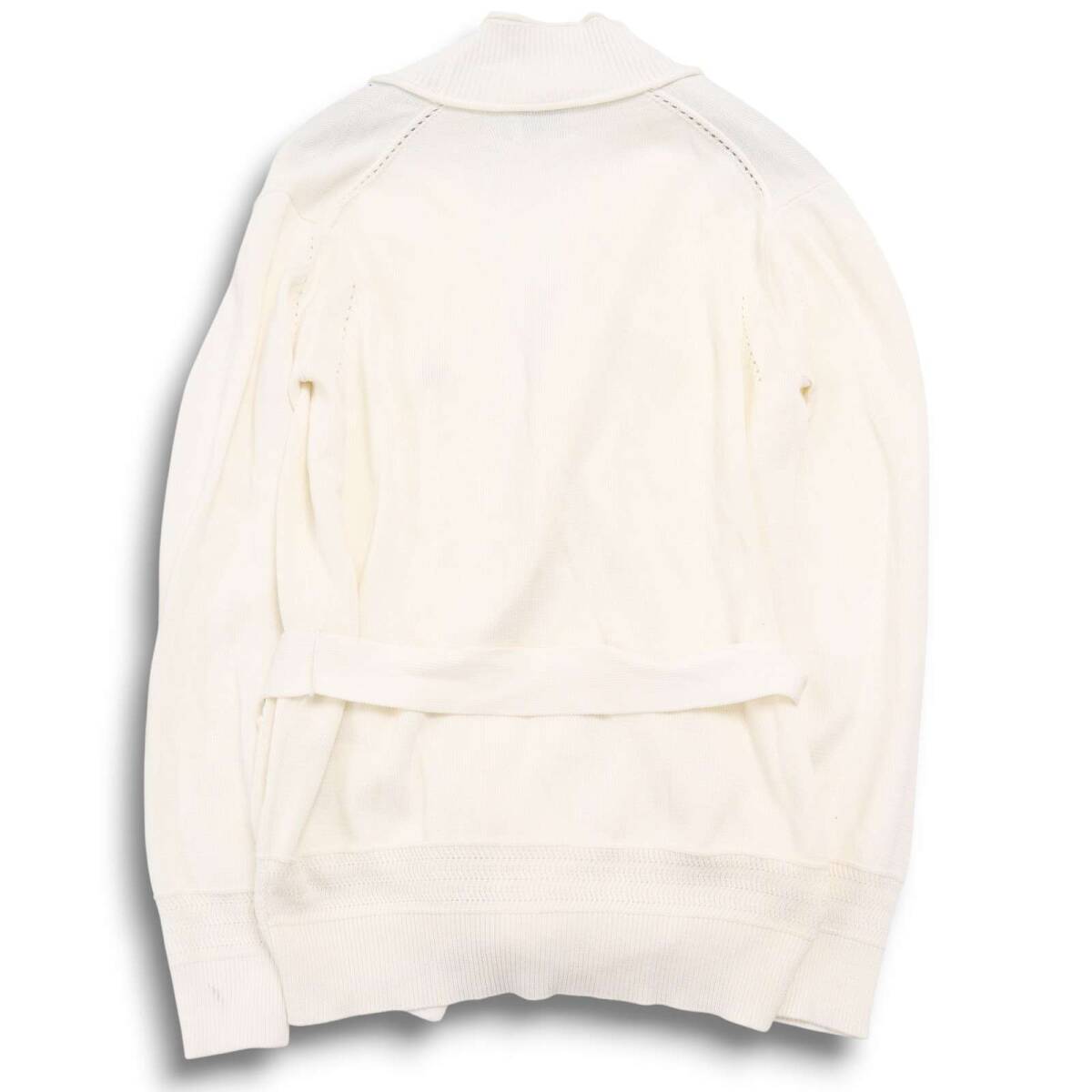 未使用★ EDIFICE エディフィス 通年★ ミドルゲージ コットン ニット ガウン カーディガン 羽織り Sz.44 メンズ 白_画像4