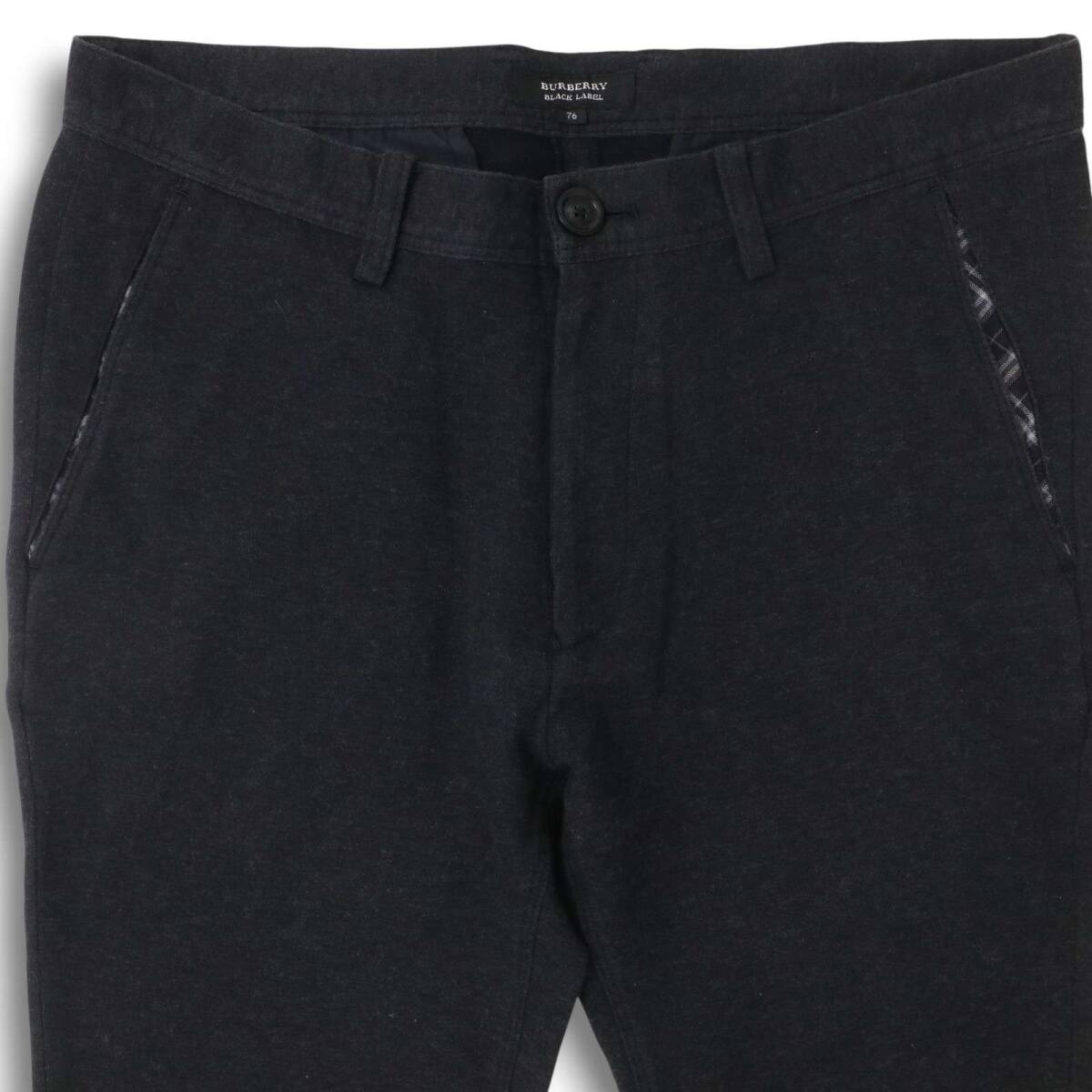 BURBERRY BLACK LABEL バーバリー ブラックレーベル 秋冬★ チェック使い ストレート パンツ Sz.76 メンズ_画像3
