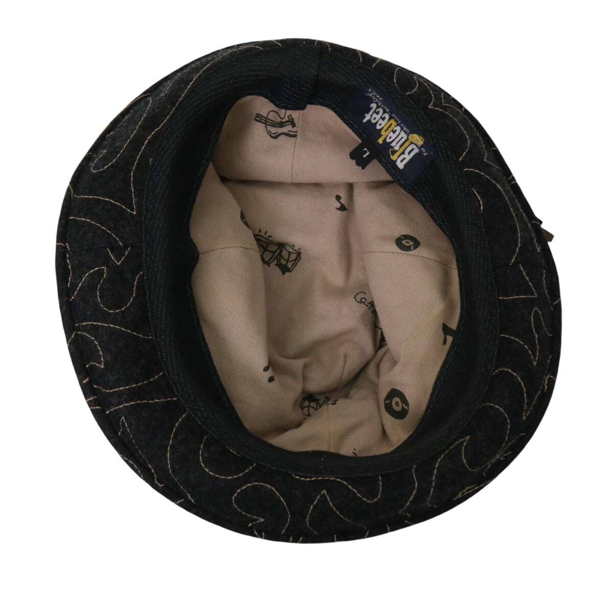 Bluebeet ブルービート 秋冬★ デザイン柄 ステッチ ハット フェドラハット 帽子 Sz.L メンズ_画像6