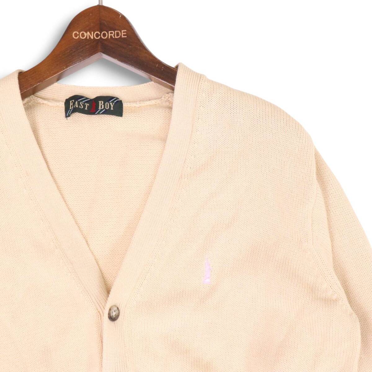 EAST BOY イーストボーイ 通年 ピンク刺繍♪ コットン スクール ニット カーディガン Sz.9 レディース 女子 学生 通学_画像2