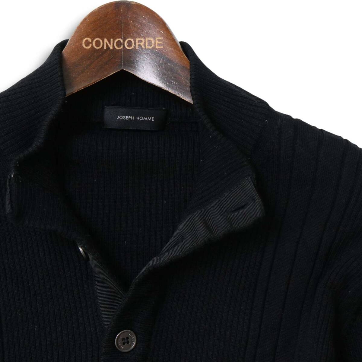 JOSEPH HOMME ジョセフ オム 秋冬 ウール100％★ ニット ハーフボタン プルオーバー リブ ニット セーター Sz.48 メンズ 黒_画像2