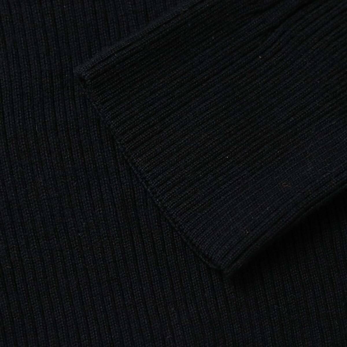 JOSEPH HOMME ジョセフ オム 秋冬 ウール100％★ ニット ハーフボタン プルオーバー リブ ニット セーター Sz.48 メンズ 黒_画像3