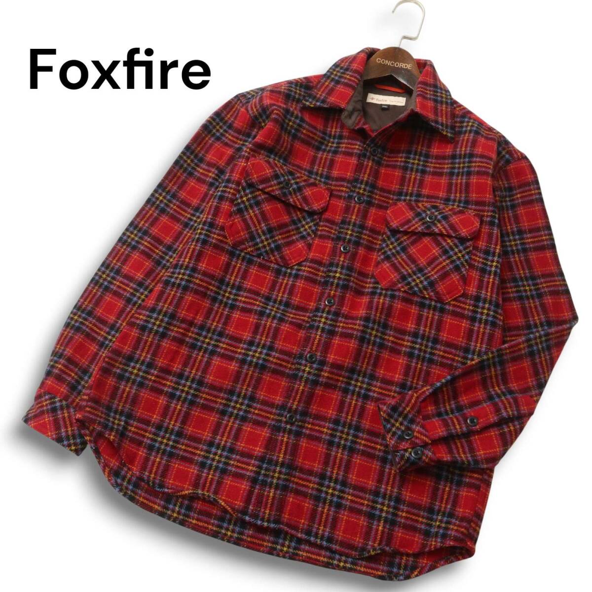 【美品】 Foxfire フォックスファイヤー 秋冬 ウール★ 長袖 ワーク チェック ネル シャツ Sz.S メンズ アウトドア_画像1
