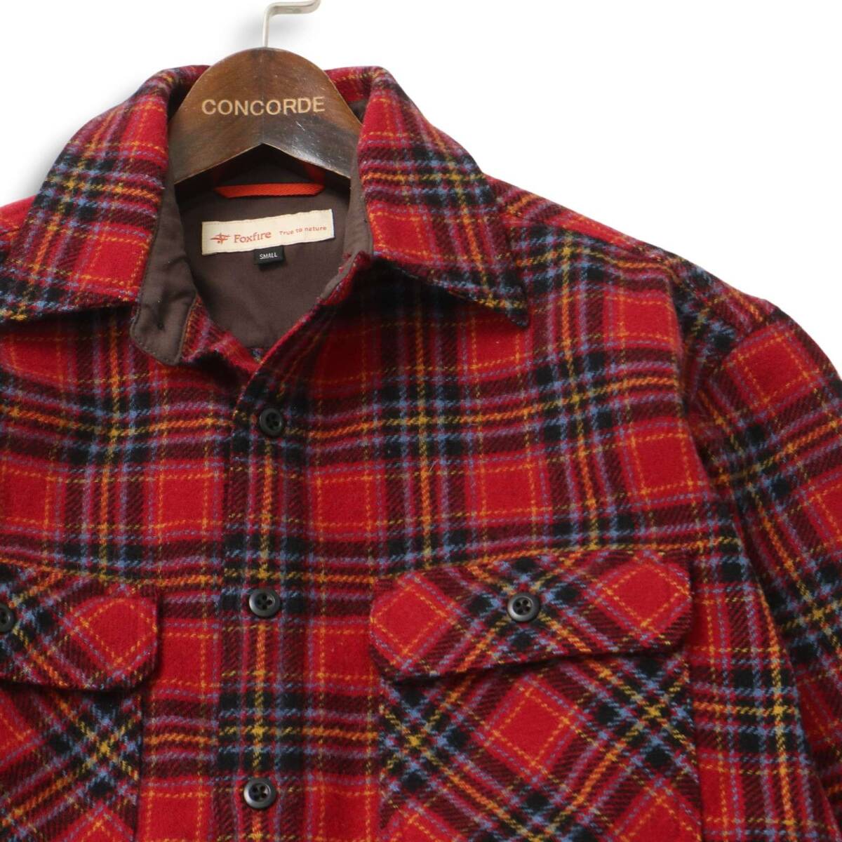 【美品】 Foxfire フォックスファイヤー 秋冬 ウール★ 長袖 ワーク チェック ネル シャツ Sz.S メンズ アウトドア_画像2