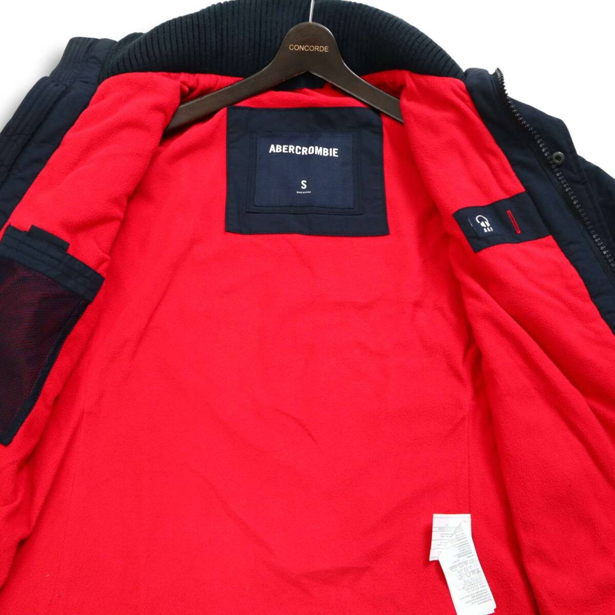 Abercrombie&Fitch アバクロンビー＆フィッチ 秋冬 ロゴ刺繍★ 裏起毛 ジップ ブルゾン ジャケット Sz.S メンズ 紺 ネイビー_画像6