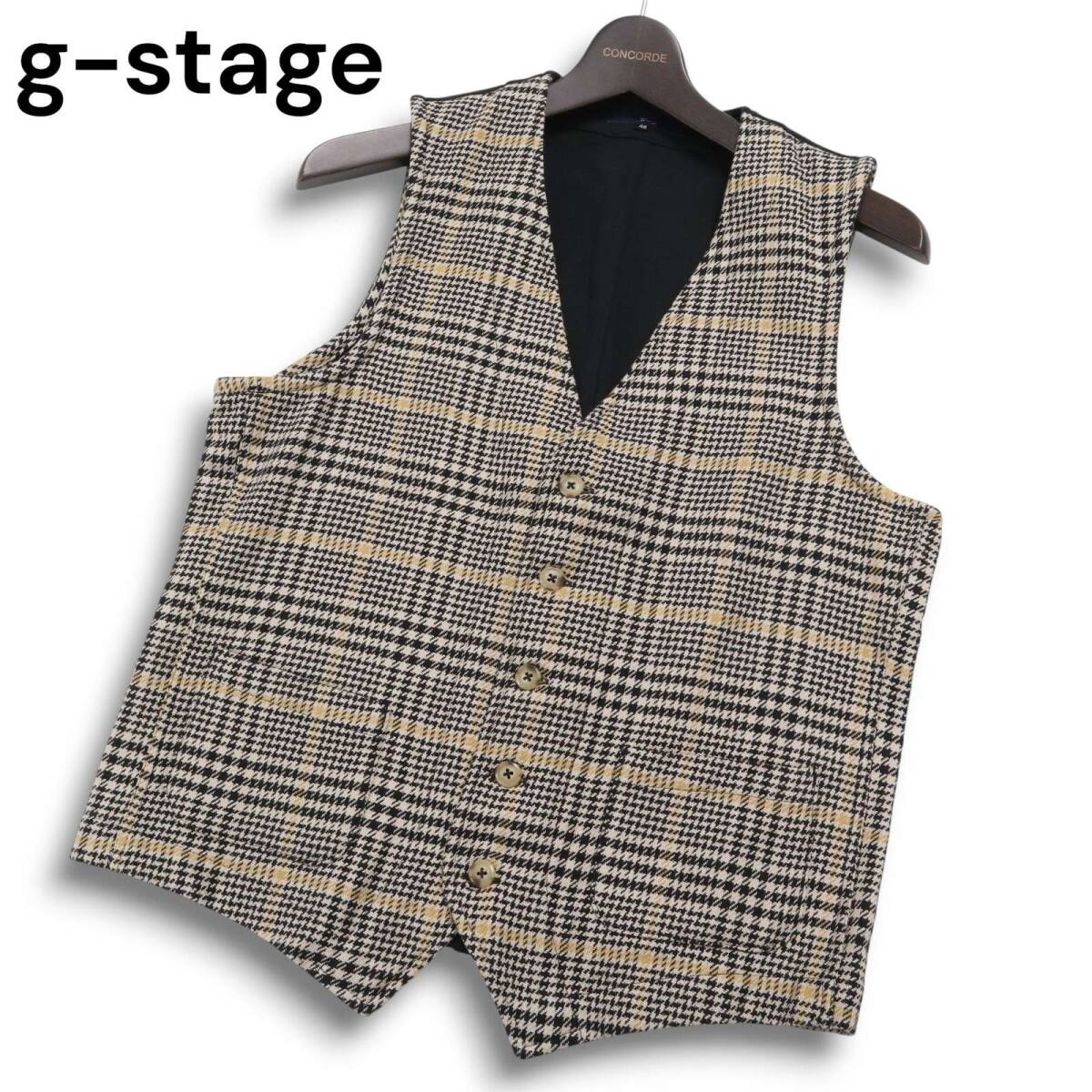 g-stage ジーステージ 通年 チェック切替★ ベスト ジレ Sz.48　メンズ 日本製_画像1