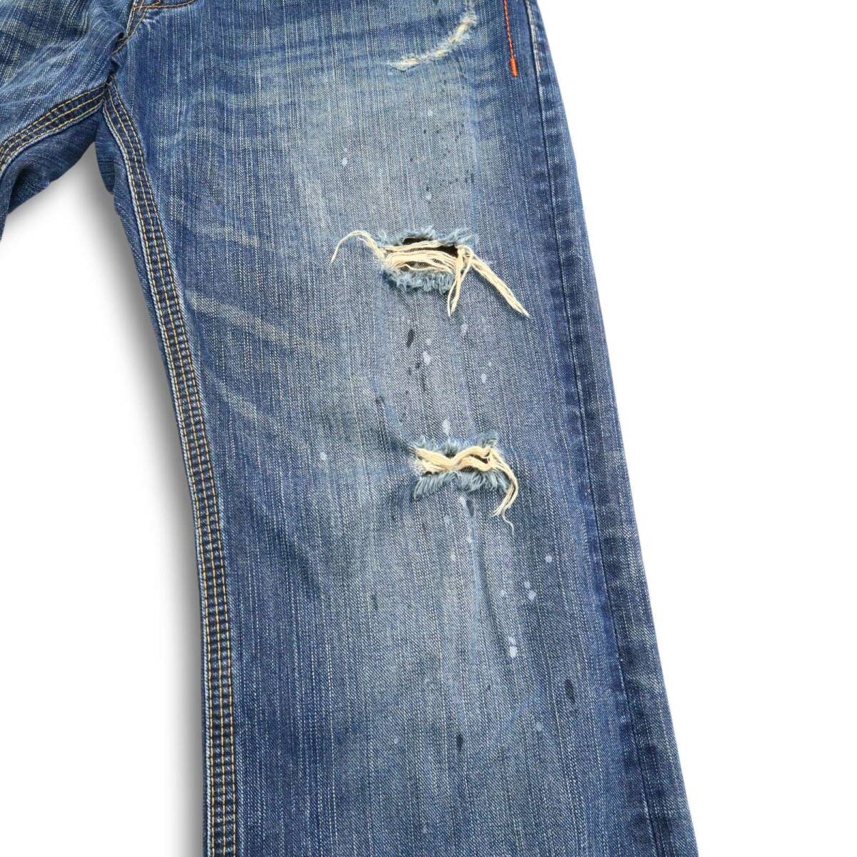 EDWIN エドウィン 401XVS XVシリーズ★ 通年 ダメージ&ペイント加工 デニム パンツ ジーンズ Sz.32 メンズ_画像6