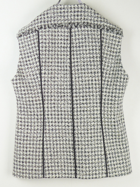 BLAMINK ブラミンク 22AW ラメツイード フリンジジレ36 ハウンドトゥース・チェック Drawer オーバーサイズ ベスト 定価17.6万円_画像4