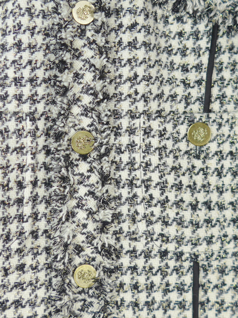 BLAMINK ブラミンク 22AW ラメツイード フリンジジレ36 ハウンドトゥース・チェック Drawer オーバーサイズ ベスト 定価17.6万円_画像3