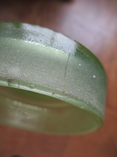 蝶々文ウランガラス六角形菓子瓶あめや瓶キャンディーガラス瓶 戦前菓子瓶駄菓子瓶大正ロマン気泡硝子古道具レトロビンテージアンティーク _画像7