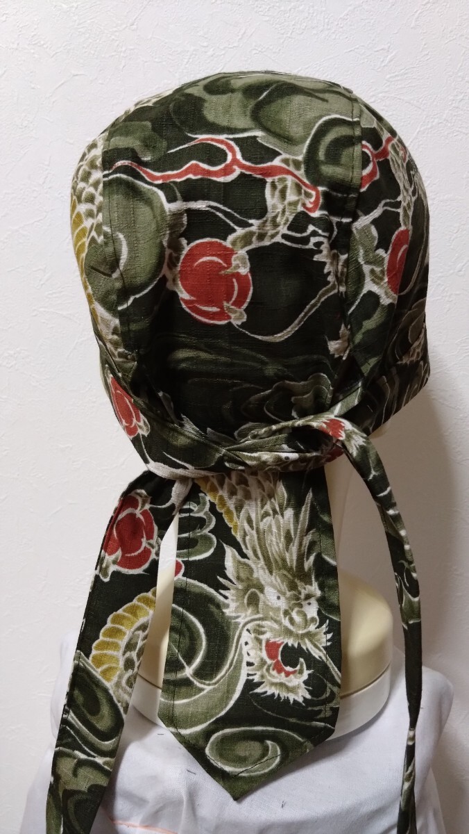 * бандана колпак * ручная работа мир рисунок дракон .. море зеленый * бандана колпак * ручная работа мир рисунок дракон .. море зеленый