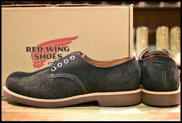 【8D 箱付 未使用 13年】レッドウィング 8055 スエード オックスフォード ブラック ラフアウト 短靴 フォアマン ブーツ redwing HOPESMORE_画像4