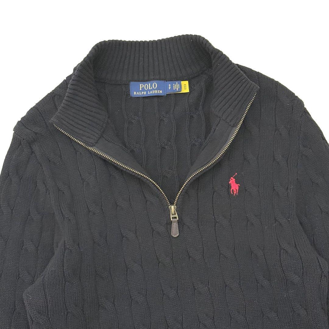 現行タグラルフローレン ケーブルニット コットン クォータージップ セーター_画像3