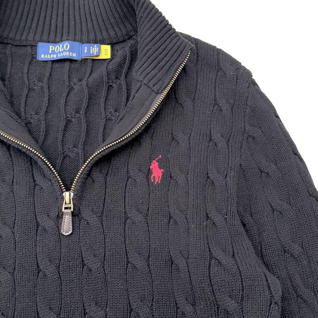 現行タグラルフローレン ケーブルニット コットン クォータージップ セーター_画像6