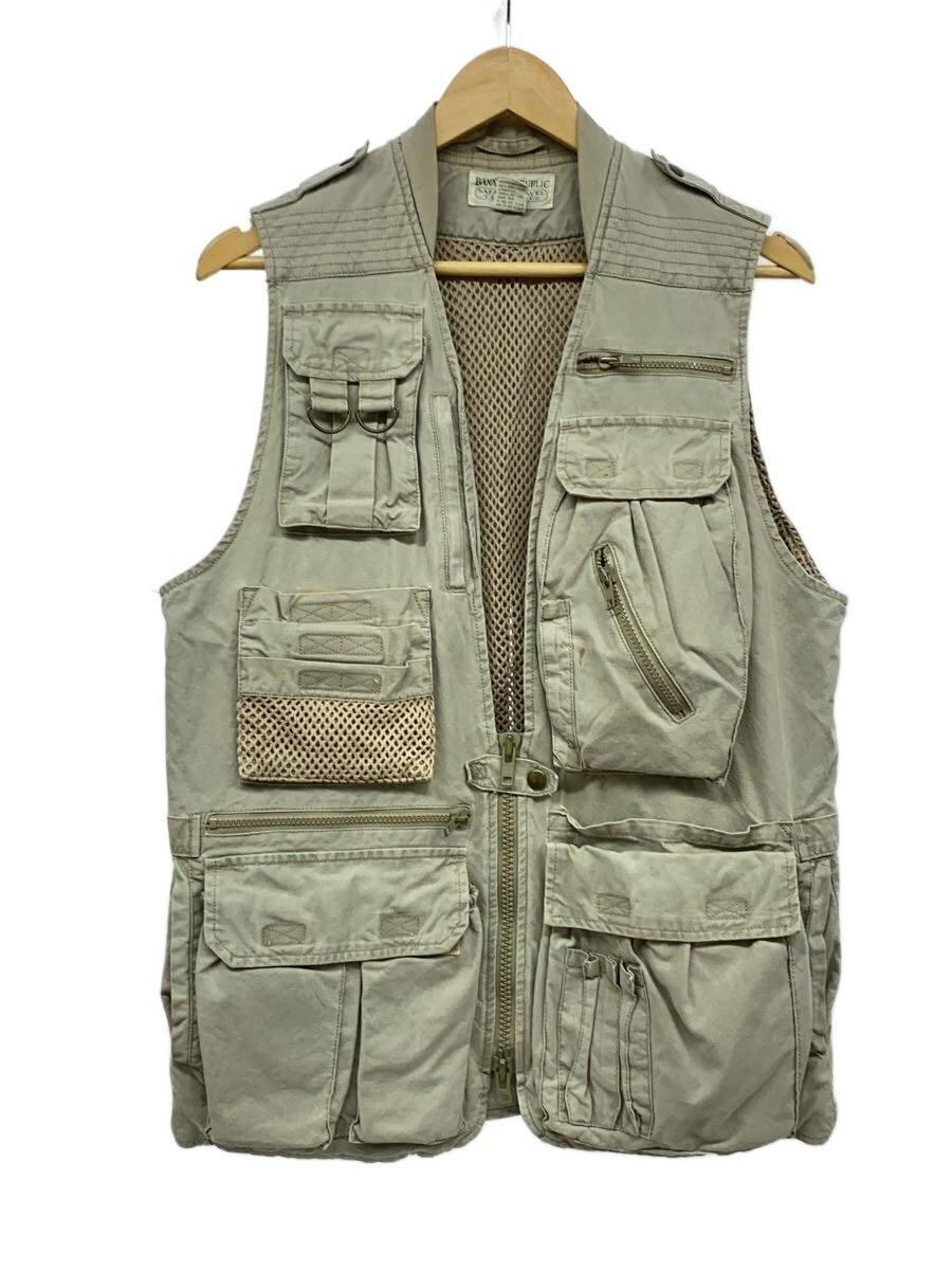 BANANA REPUBLIC◆80s/サファリベスト/XS/コットン/BEG_画像1