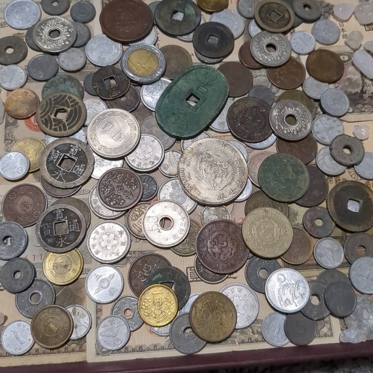  Япония старая монета небо гарантия через ... через . документ ... желтый медная монета синий медная монета дракон медная монета aluminium sen и т.п. много старая монета старая монета суммировать много медная монета дыра sen маленький штамп совместно 10.18