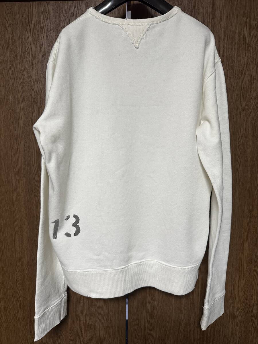 POLO RALPH LAUREN ダメージ加工 ステンシルプリント スウェット ホワイト USED M SIZE_画像2