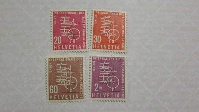 123 スイス 国際電気通信連合(I.T.U.)創立100周年;送信機 4種完 1958-09-22_画像1
