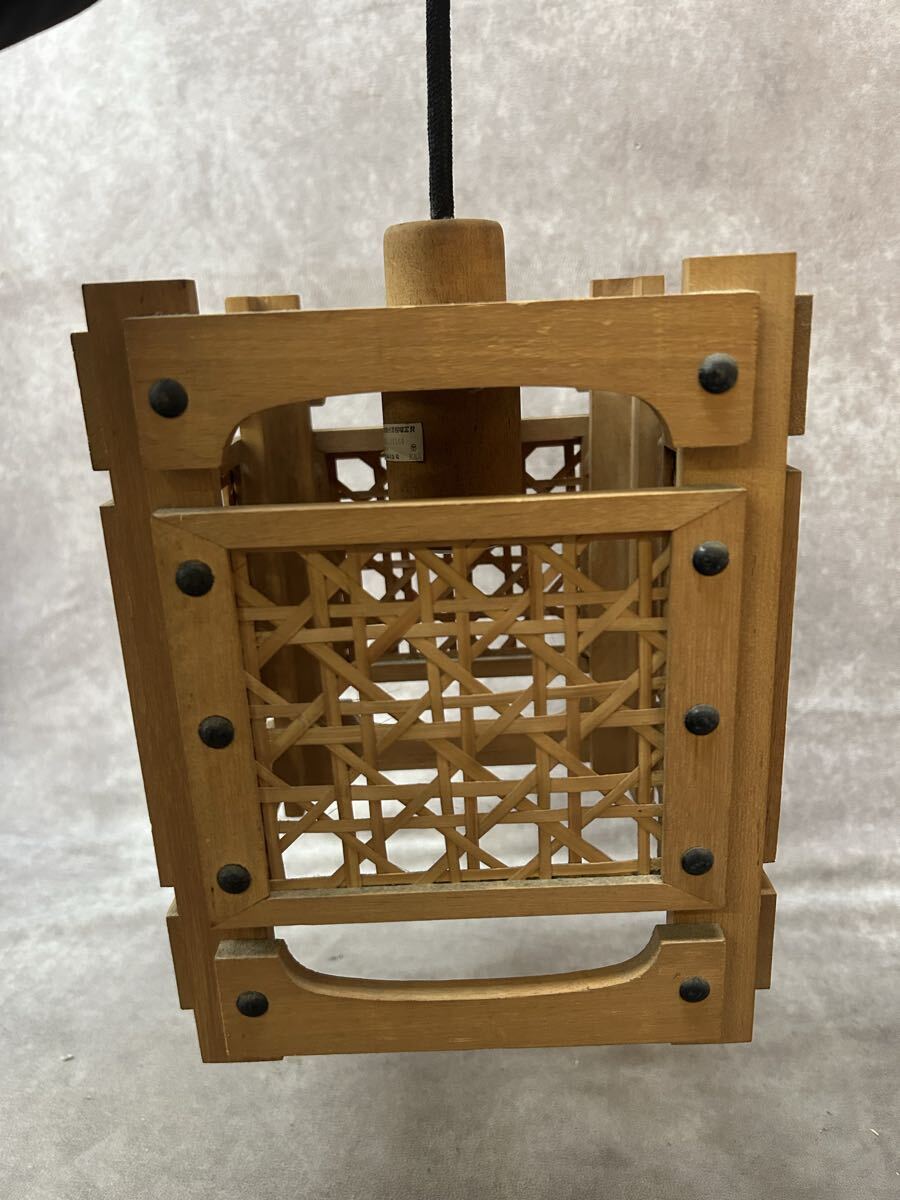 和風 ペンダントライト 竹ひごで装飾 木製 インテリア 電気 ライト 間接照明 廊下 玄関 トイレ 竹細工 吊り下げ 照明 レトロ_画像2