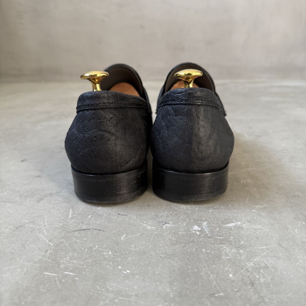 【希少素材　定価約20万】f.lli Giacometti フラテッリジャコメッティ ローファー 象革 エレファントレザー FG257 42 ブラック_画像5