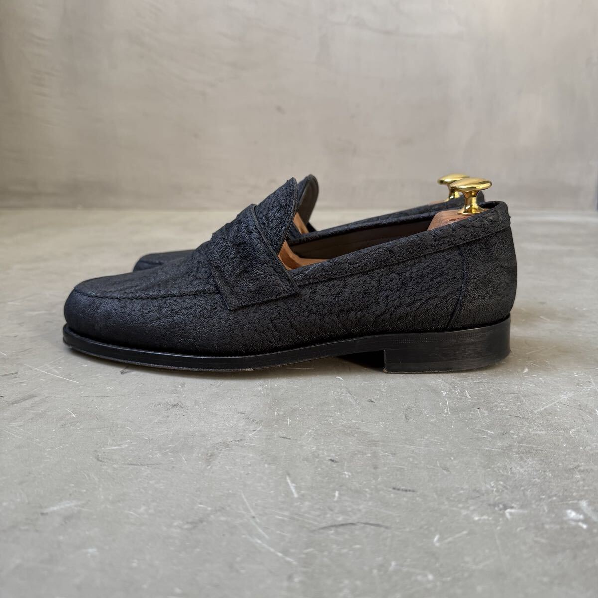 【希少素材　定価約20万】f.lli Giacometti フラテッリジャコメッティ ローファー 象革 エレファントレザー FG257 42 ブラック_画像7