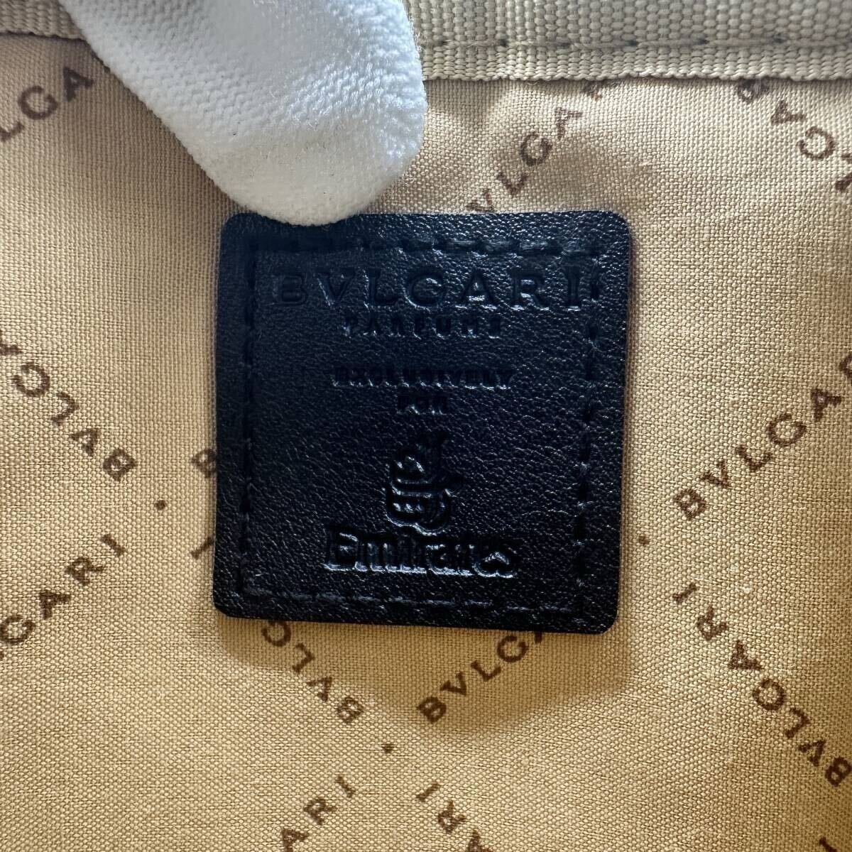 新品未使用 1円〜 BVLGARI ブルガリ セカンドバッグ クラッチ サークルロゴ レザー キャンバス 仕事ビジネス ゴージャス 高級 メンズ黒_画像10