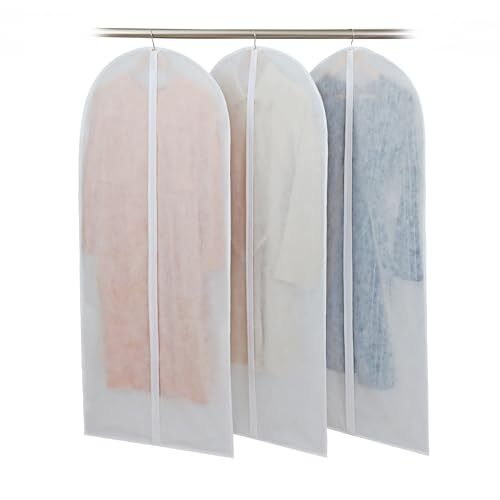 アストロ 衣類カバー ホワイト ロングサイズ 3枚組 両面不織布 洋服カバー ドレスカバー ファスナー式 底閉じタイプ_画像1