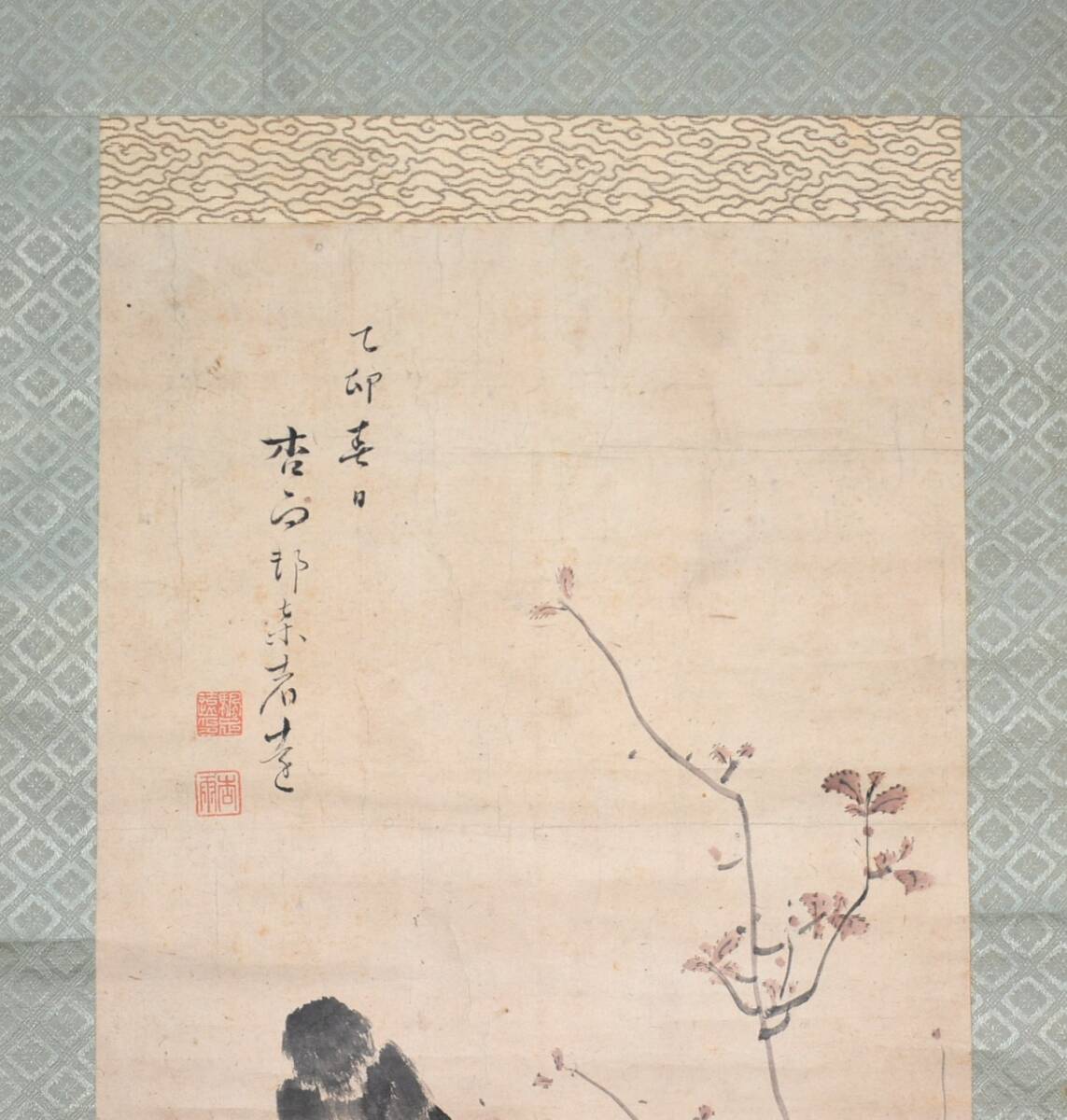 【模写】 47◆初荷です ◆掛軸 帆足杏雨 花鳥図 紙本 小品 ◆師は田能村竹田 大分県大分市_画像4