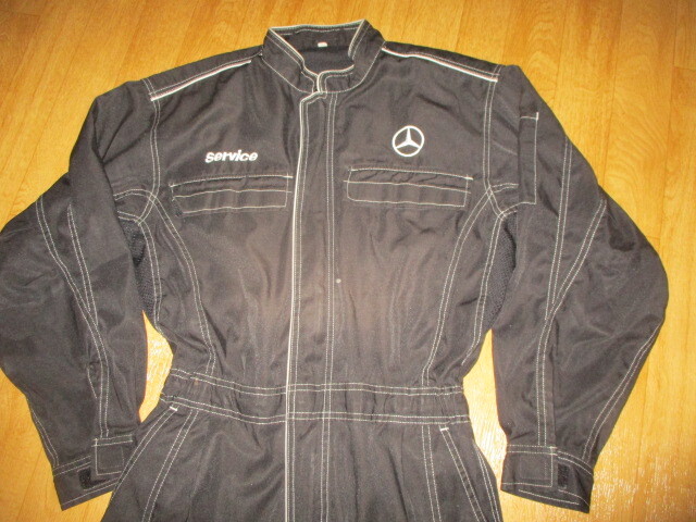 メルセデスベンツ　サイズM　全刺繍ロゴ　薄手メンテナンスメカニック作業ツナギ　極美中古　ヤナセ_画像5