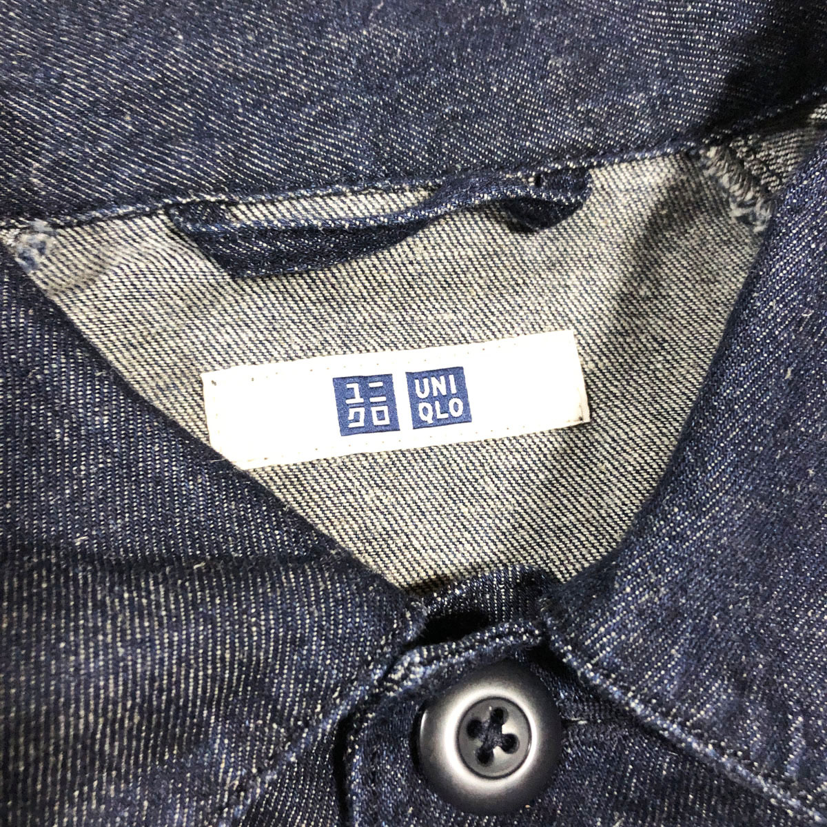 2023年製 濃紺 UNIQLO ユニクロ ラグランスリーブ ラグラン 綿 麻混 カバーオール ワーク デニムジャケット インディゴ XL_画像10