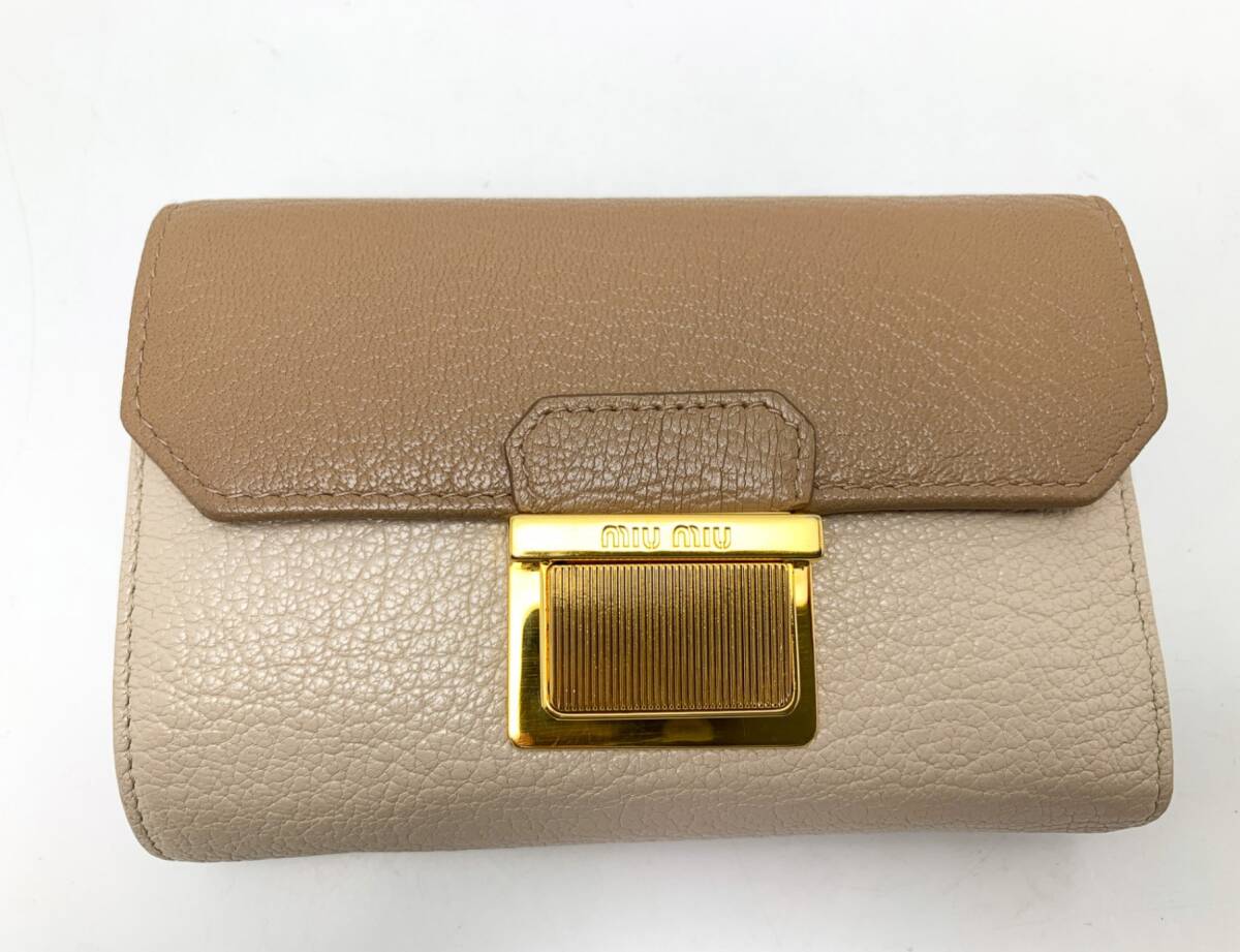 MIUMIU miumiu MiuMiu ma гонг sbai цвет оттенок бежевого розовый бежевый три складывать носорог f кошелек бумажник бренд